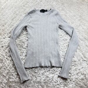 ASOS DESIGN Grey Ribbed Long Sleeve Knit Top Women's US 4 Capsule Basics Minimal